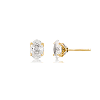 Adamante 2 ct. tw. Lab-Grown Oval Diamond Earrings in 14K Yellow Gold