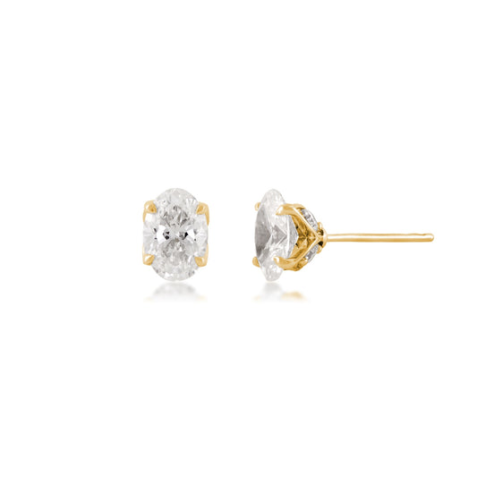 Adamante 2 ct. tw. Lab-Grown Oval Diamond Earrings in 14K Yellow Gold
