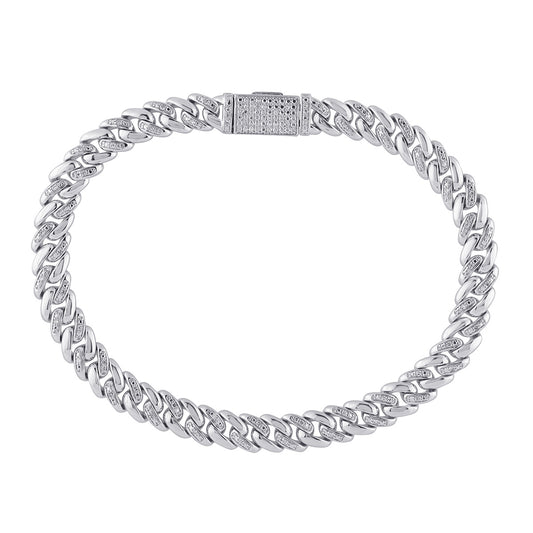 1/4 ct. tw. Diamond Men's 6mm 8.5-inch Miami Cuban Chain Bracelet in Sterling Silver