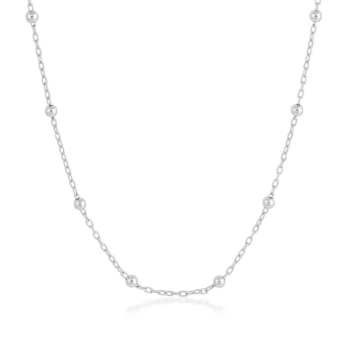 Beaded Station Necklace in Sterling Silver