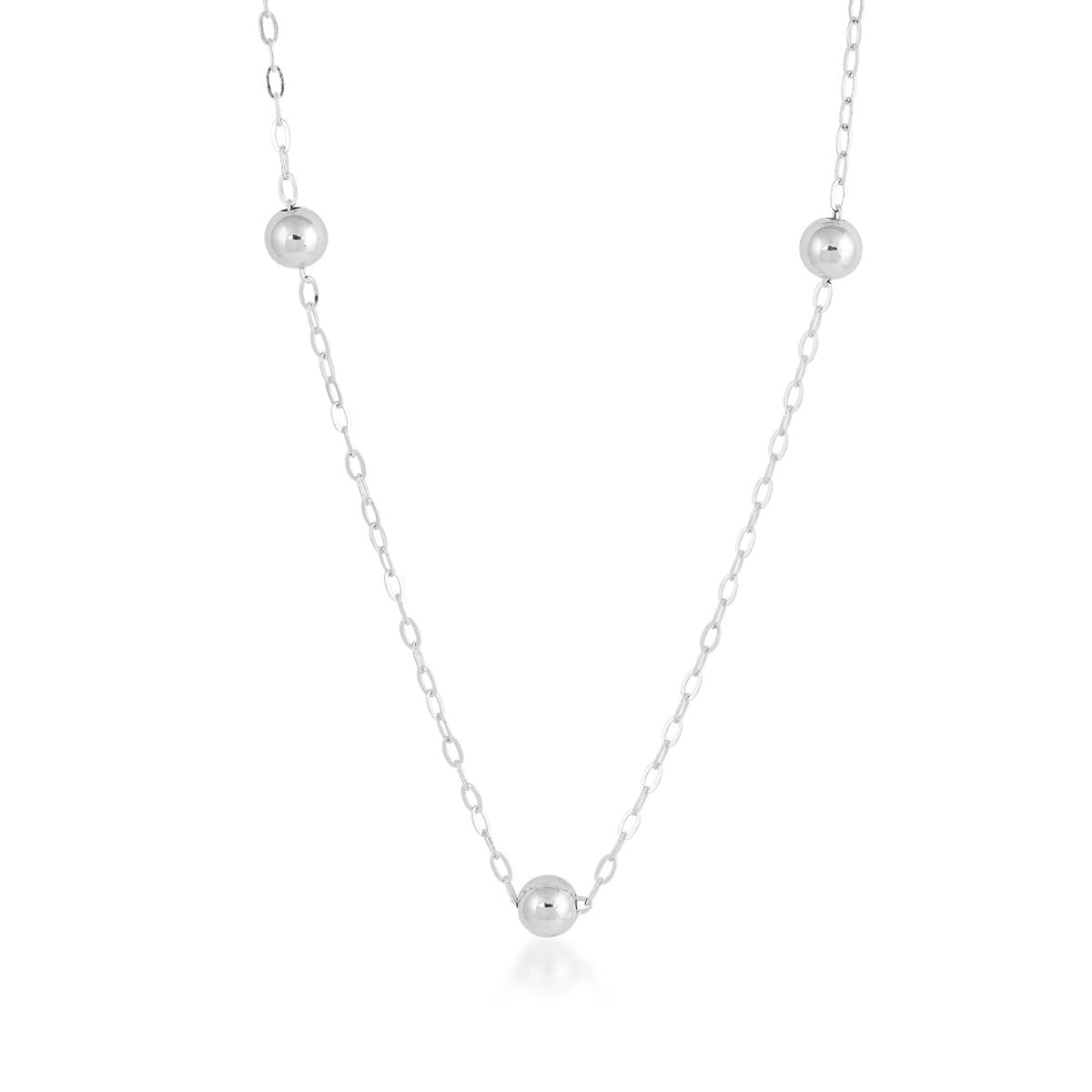 Beaded Station Necklace in Sterling Silver (2)