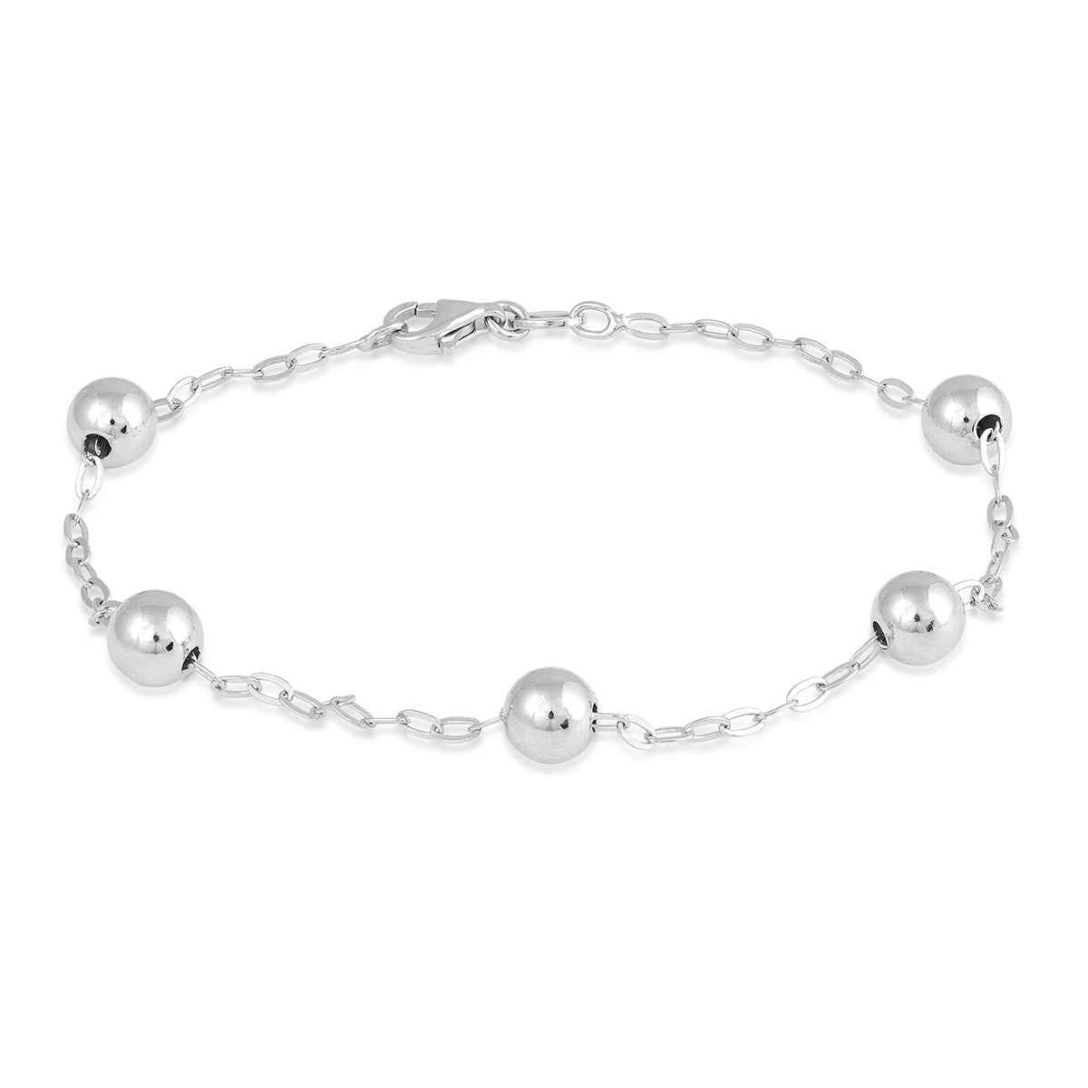 Beaded Station 7.5-inch Bracelet in Sterling Silver