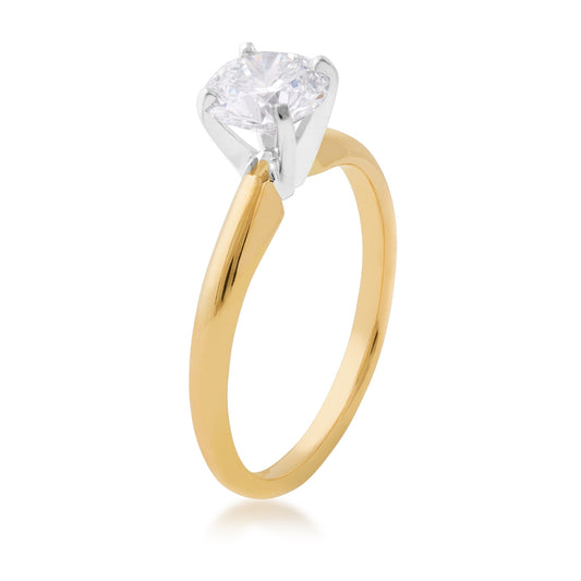 Adamante 1 ct. tw. Lab-Grown Round Brilliant Diamond Solitaire Engagement Ring in 14K Yellow Gold front view (2)