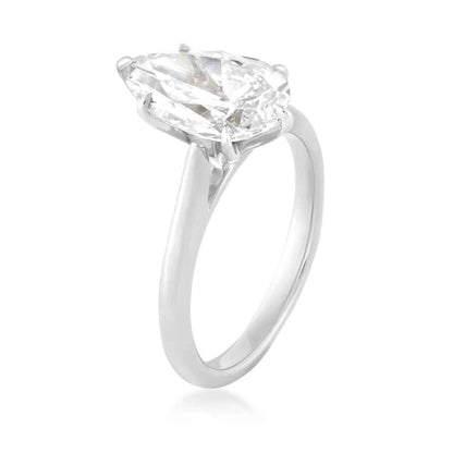 Adamante 3 ct. tw. Lab-Grown Pear Diamond Solitaire Engagement Ring in 14K White Gold front view