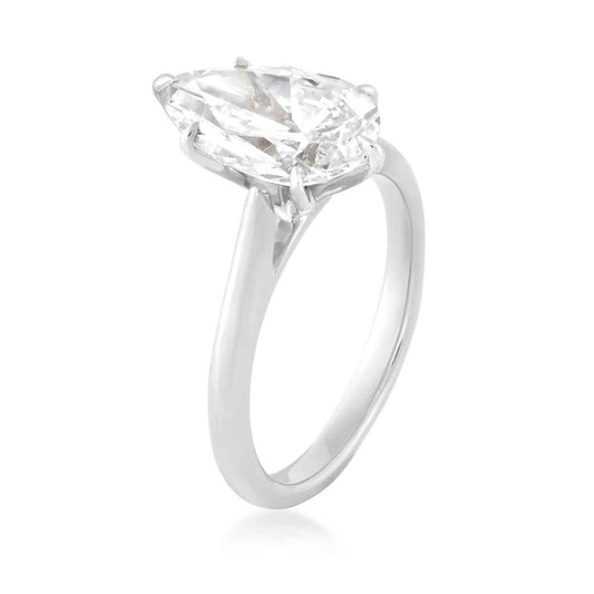 Adamante 3 ct. tw. Lab-Grown Pear Diamond Solitaire Engagement Ring in 14K White Gold front view