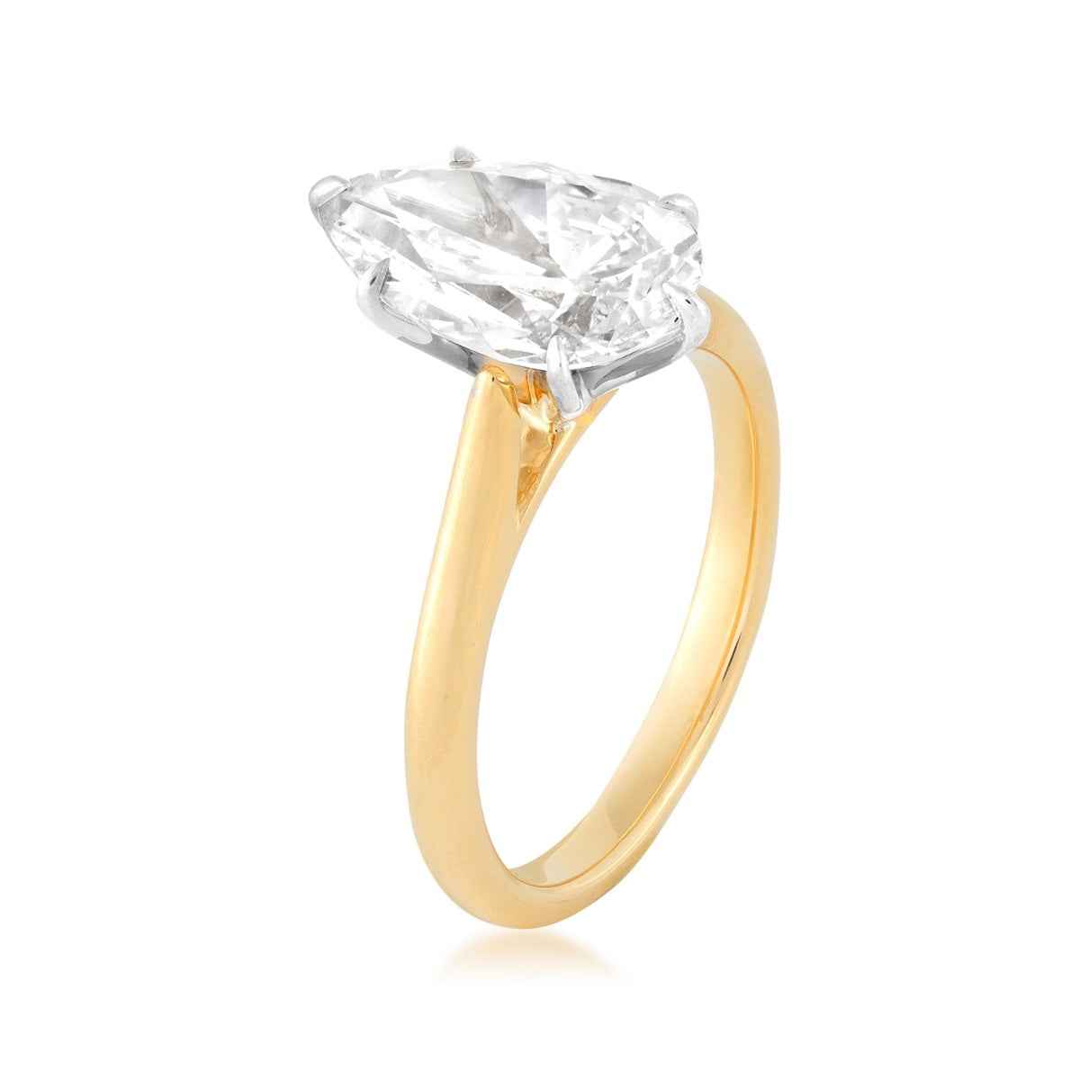 Adamante 3 ct. tw. Lab-Grown Pear Diamond Solitaire Engagement Ring in 14K Yellow Gold front view