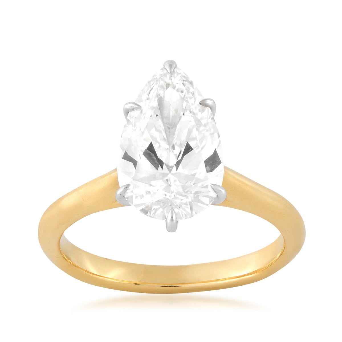 Adamante 3 ct. tw. Lab-Grown Pear Diamond Solitaire Engagement Ring in 14K Yellow Gold