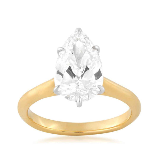Adamante 3 ct. tw. Lab-Grown Pear Diamond Solitaire Engagement Ring in 14K Yellow Gold