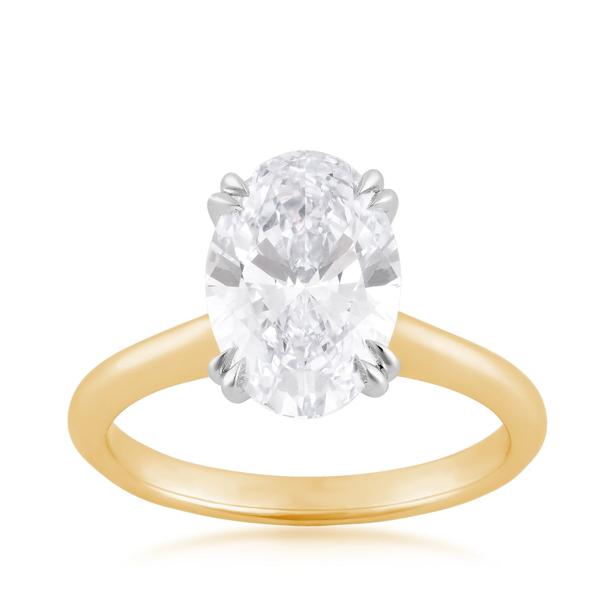 Adamante 3 ct. tw. Lab-Grown Oval Diamond Solitaire Engagement Ring in 14K Yellow Gold