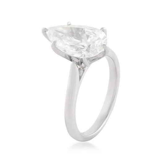 Adamante 4 ct. tw. Lab-Grown Pear Diamond Solitaire Engagement Ring in 14K White Gold front view