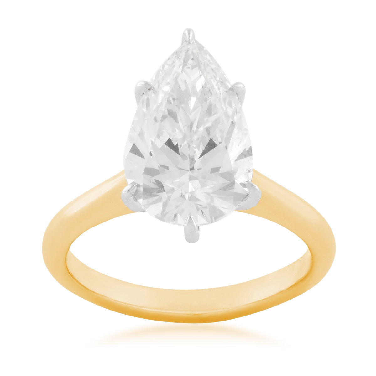 Adamante 4 ct. tw. Lab-Grown Pear Diamond Solitaire Engagement Ring in 14K Yellow & White Gold
