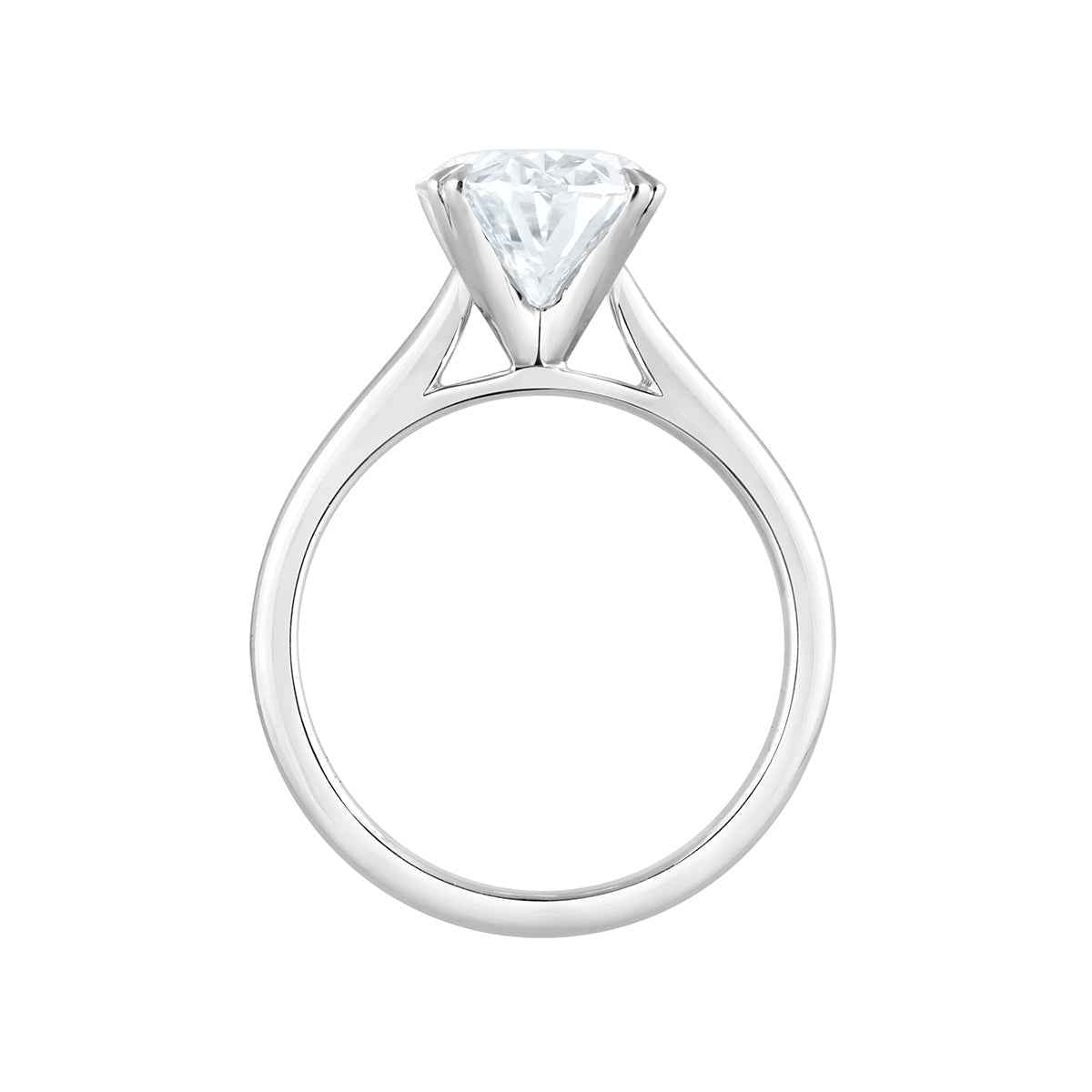 Adamante 4 ct. tw. Lab-Grown Oval Diamond Solitaire Engagement Ring in 14K White Gold front view