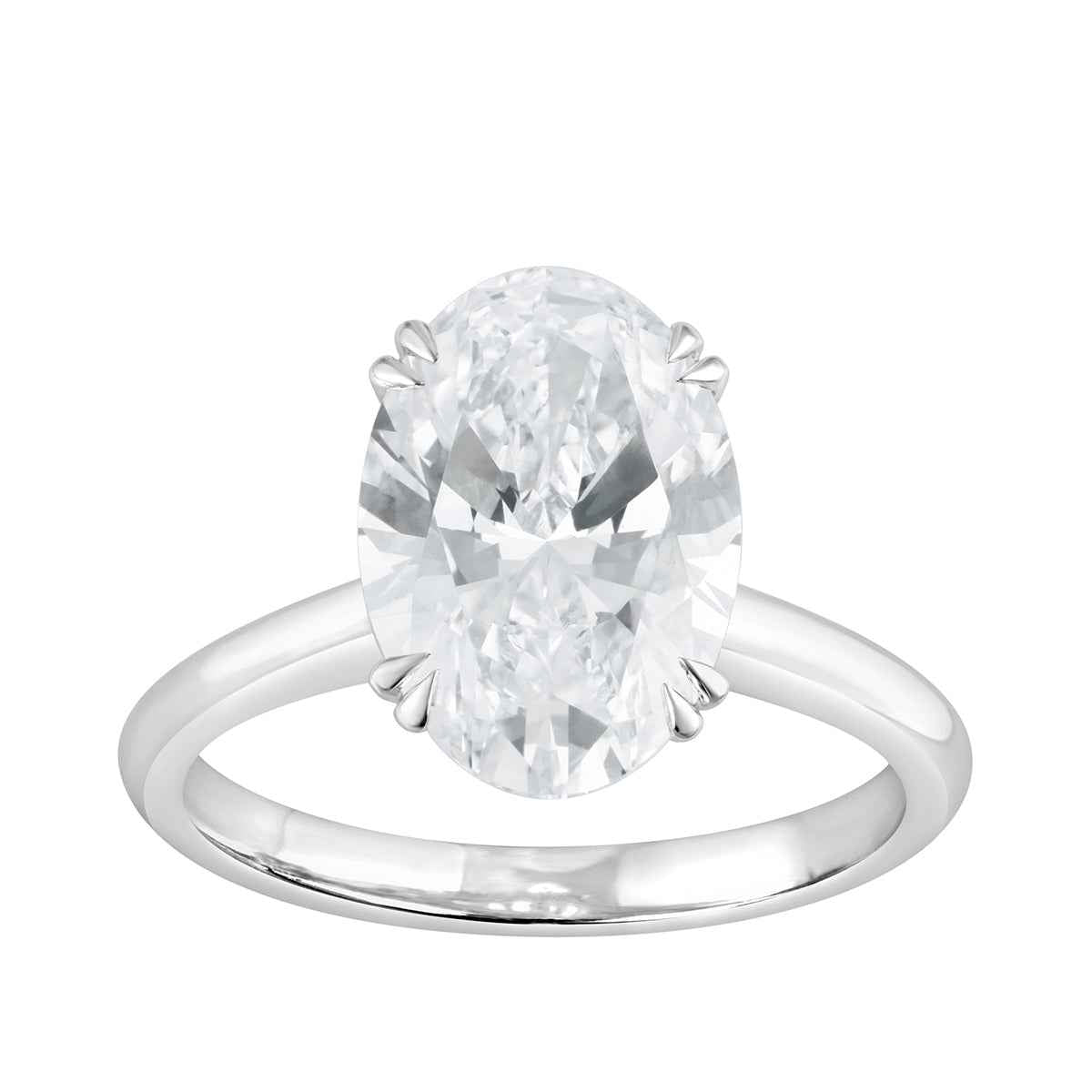Adamante 4 ct. tw. Lab-Grown Oval Diamond Solitaire Engagement Ring in 14K White Gold