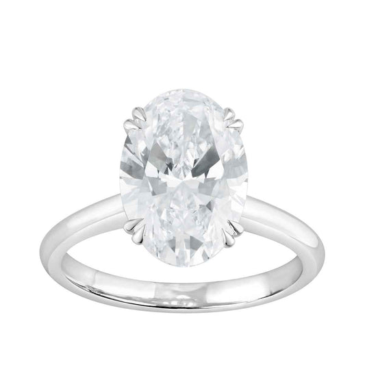 Adamante 4 ct. tw. Lab-Grown Oval Diamond Solitaire Engagement Ring in 14K White Gold