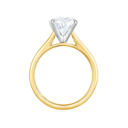 Adamante 4 ct. tw. Lab-Grown Oval Diamond Solitaire Engagement Ring in 14K Yellow Gold front view
