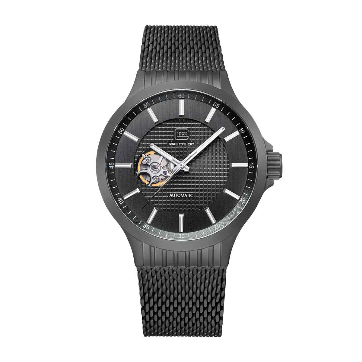 Glock Men's Automatic Stainless Steel Watch with Gunmetal Dial & Silicone Strap
