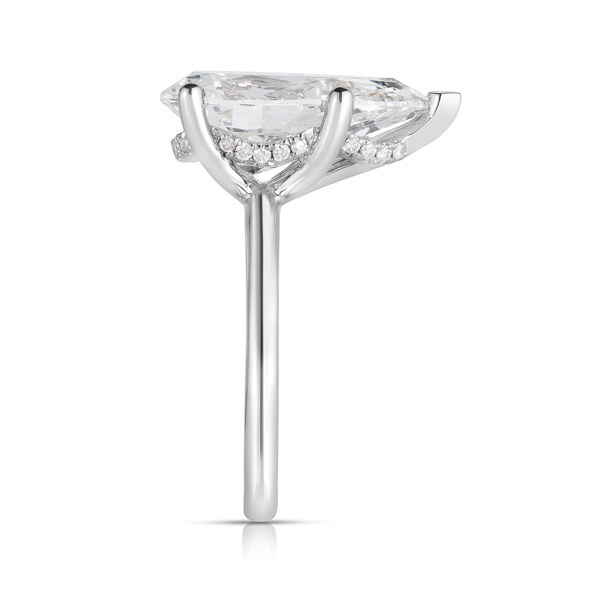 Adamante 6-1/5 ct. tw. Lab-Grown Pear Diamond Hidden Halo Engagement Ring in 14K White Gold front view