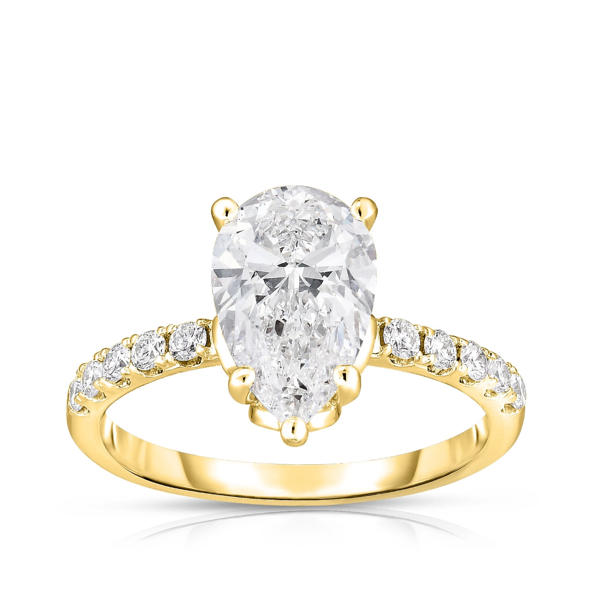 Adamante 5-1/2 ct. tw. Lab-Grown Pear Diamond Engagement Ring in 14K Yellow Gold