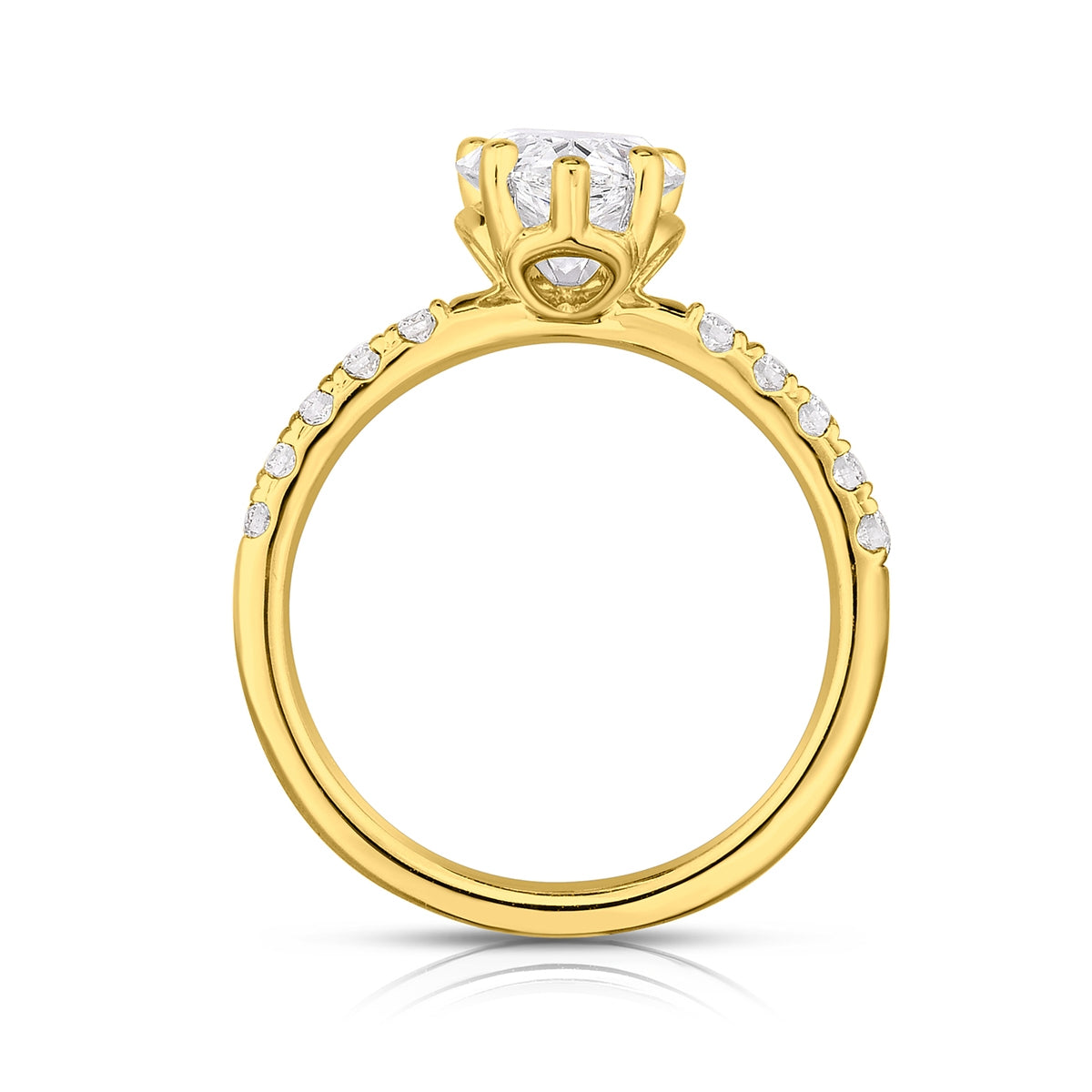 Adamante 5-1/2 ct. tw. Lab-Grown Pear Diamond Engagement Ring in 14K Yellow Gold front view