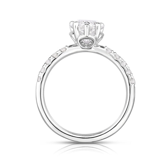 Adamante 5-3/4 ct. tw. Lab-Grown Pear Diamond Engagement Ring in 14K White Gold front view