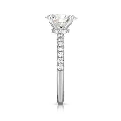 Adamante 3-5/8 ct. tw. Lab-Grown Oval Diamond Hidden Halo Engagement Ring in 14K White Gold front view