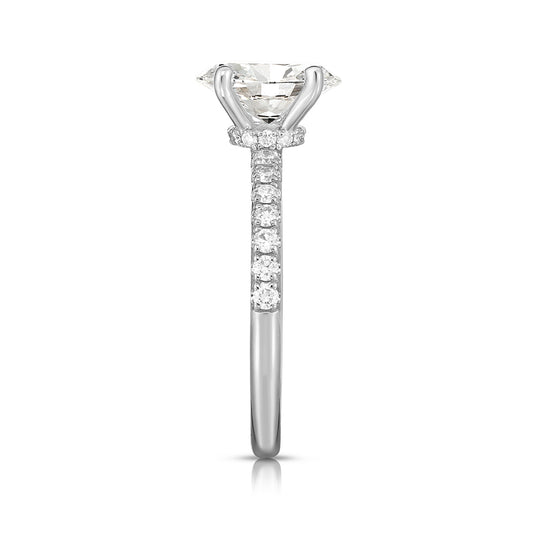 Adamante 3-5/8 ct. tw. Lab-Grown Oval Diamond Hidden Halo Engagement Ring in 14K White Gold front view