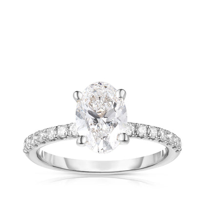 Adamante 3-5/8 ct. tw. Lab-Grown Oval Diamond Hidden Halo Engagement Ring in 14K White Gold