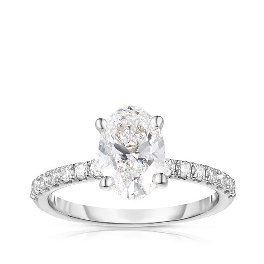 Adamante 3-5/8 ct. tw. Lab-Grown Oval Diamond Hidden Halo Engagement Ring in 14K White Gold