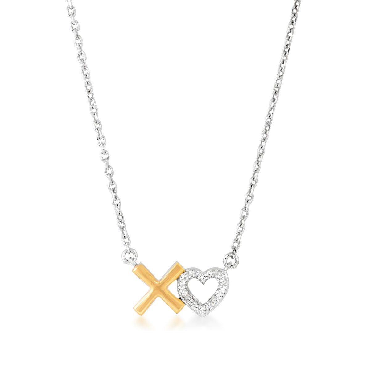 1/10 ct. tw. Diamond X & Heart Earring, Bracelet, & Necklace Set in Sterling Silver & 10K Yellow Gold front view
