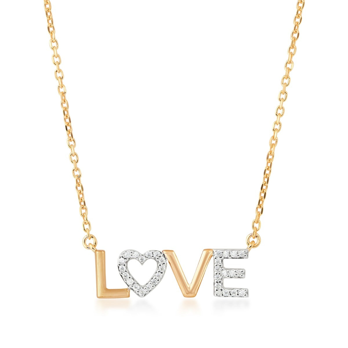 Diamond Accent Love Necklace in 10K Yellow Gold
