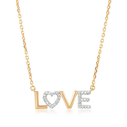 Diamond Accent Love Necklace in 10K Yellow Gold
