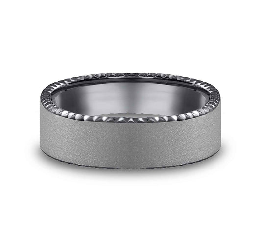 Benchmark Men's 6.5mm Wedding Band with Rivet Coin Edging in Tantalum