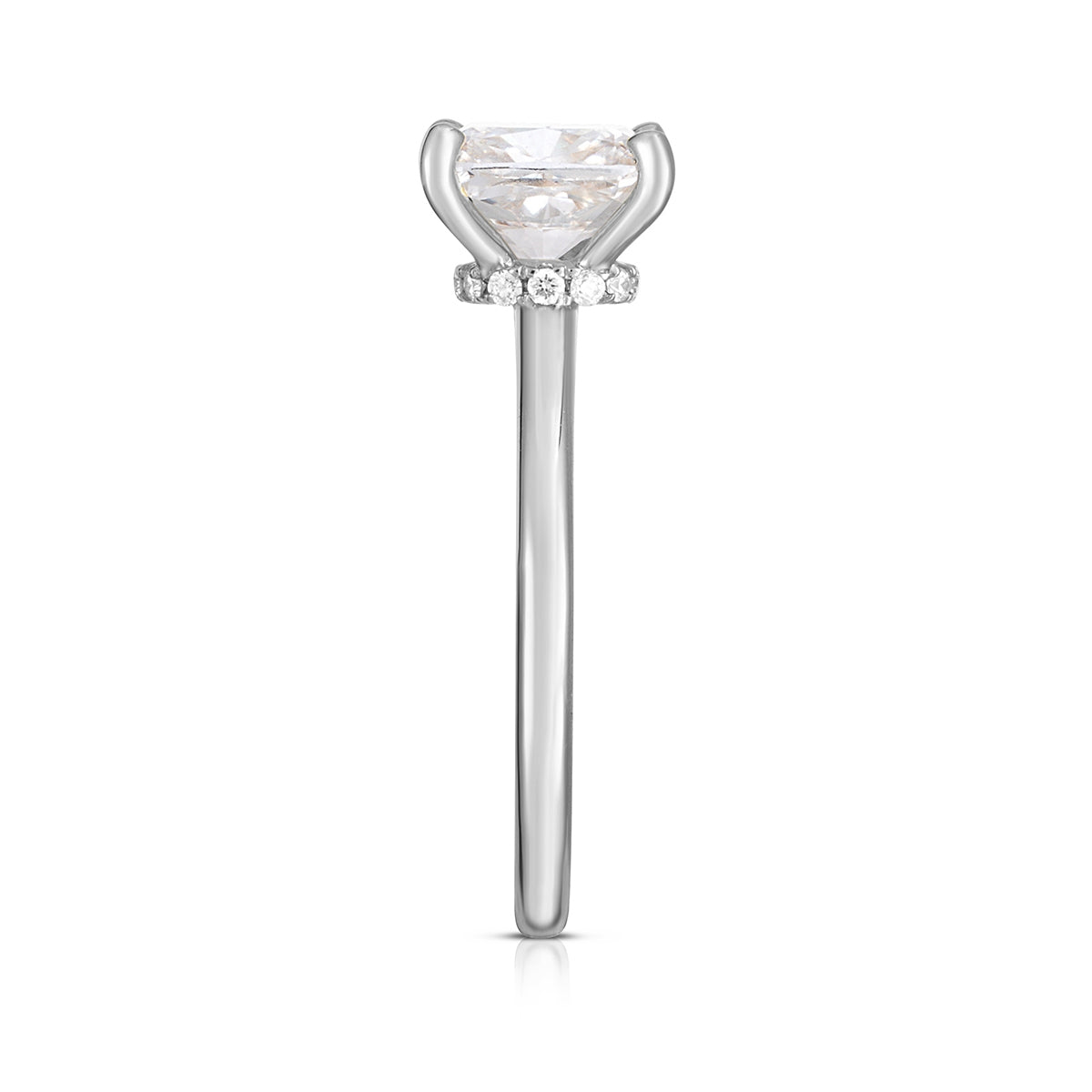 Adamante 5-1/5 ct. tw. Lab-Grown Cushion Diamond Hidden Halo Engagement Ring in 14K White Gold front view