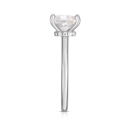 Adamante 5-1/5 ct. tw. Lab-Grown Cushion Diamond Hidden Halo Engagement Ring in 14K White Gold front view