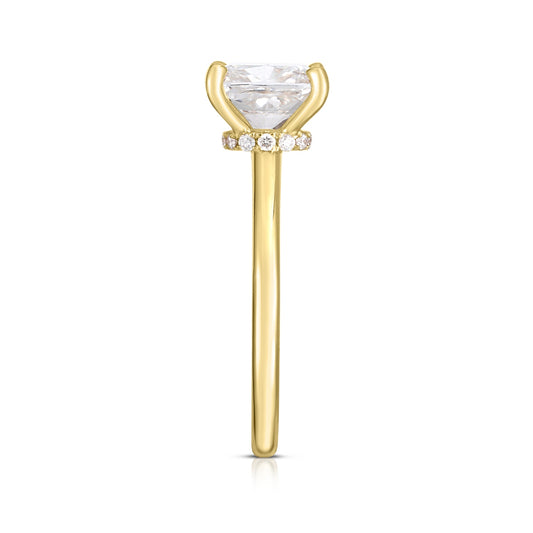Adamante 5-1/3 ct. tw. Lab-Grown Cushion Diamond Hidden Halo Engagement Ring in 14K Yellow Gold front view