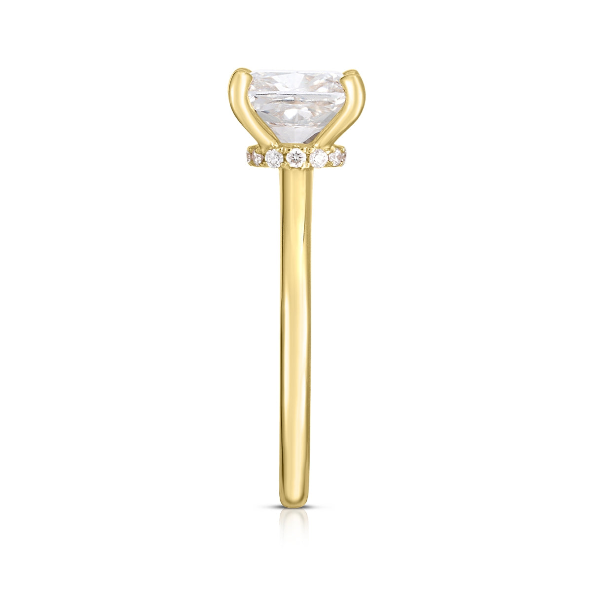 Adamante 5-1/3 ct. tw. Lab-Grown Cushion Diamond Hidden Halo Engagement Ring in 14K Yellow Gold front view