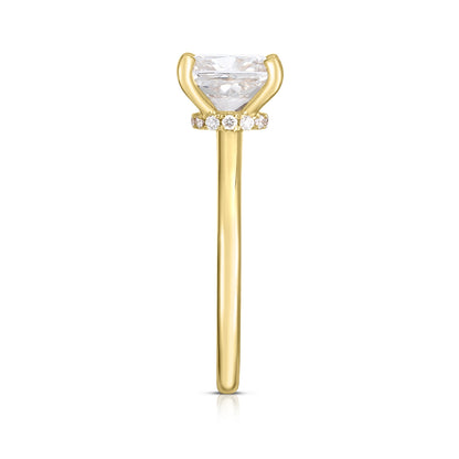 Adamante 5-1/3 ct. tw. Lab-Grown Cushion Diamond Hidden Halo Engagement Ring in 14K Yellow Gold front view