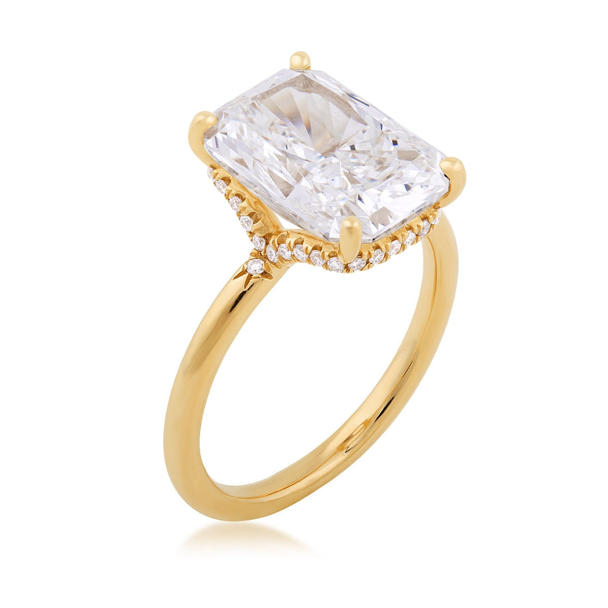 Adamante 5-5/8 ct. tw. Lab-Grown Radiant Cut Diamond Hidden Halo Engagement Ring in 14K Yellow Gold front view