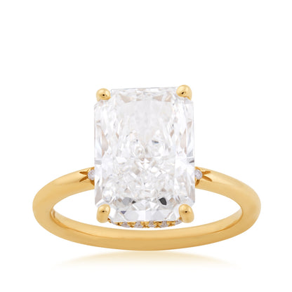 Adamante 5-5/8 ct. tw. Lab-Grown Radiant Cut Diamond Hidden Halo Engagement Ring in 14K Yellow Gold