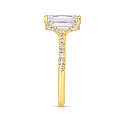 Adamante 3-1/3 ct. tw. Lab-Grown Emerald Cut Diamond Hidden Halo Engagement Ring in 14K Yellow Gold front view