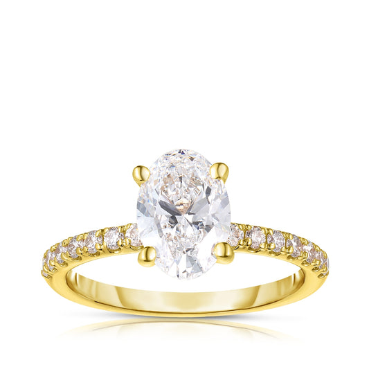 Adamante 3-7/8 ct. tw. Lab-Grown Oval Diamond Hidden Halo Engagement Ring in 14K Yellow Gold