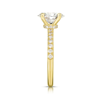 Adamante 3-7/8 ct. tw. Lab-Grown Oval Diamond Hidden Halo Engagement Ring in 14K Yellow Gold front view