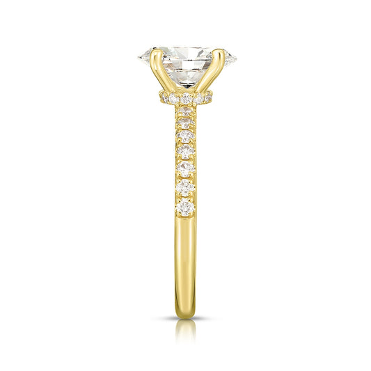 Adamante 3-7/8 ct. tw. Lab-Grown Oval Diamond Hidden Halo Engagement Ring in 14K Yellow Gold front view