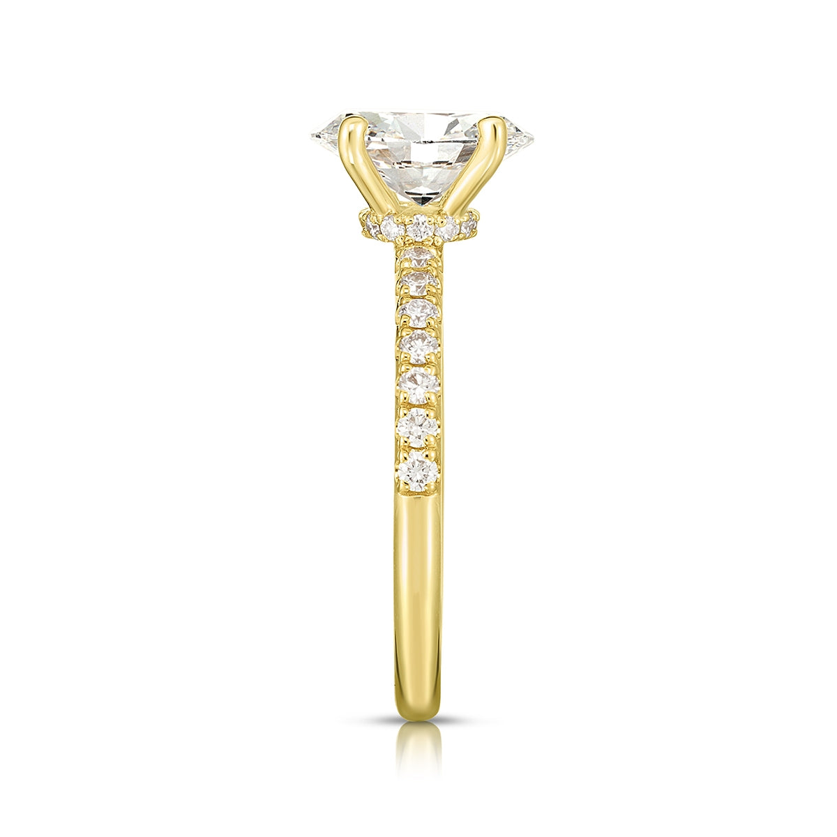 Adamante 4 ct. tw. Lab-Grown Oval Diamond Hidden Halo Engagement Ring in 14K Yellow Gold front view