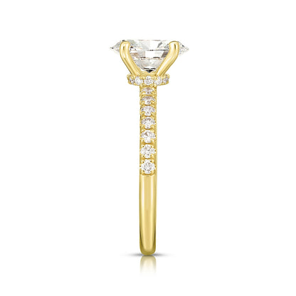Adamante 4 ct. tw. Lab-Grown Oval Diamond Hidden Halo Engagement Ring in 14K Yellow Gold front view