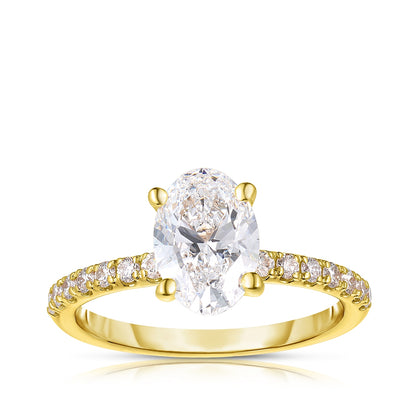Adamante 4 ct. tw. Lab-Grown Oval Diamond Hidden Halo Engagement Ring in 14K Yellow Gold