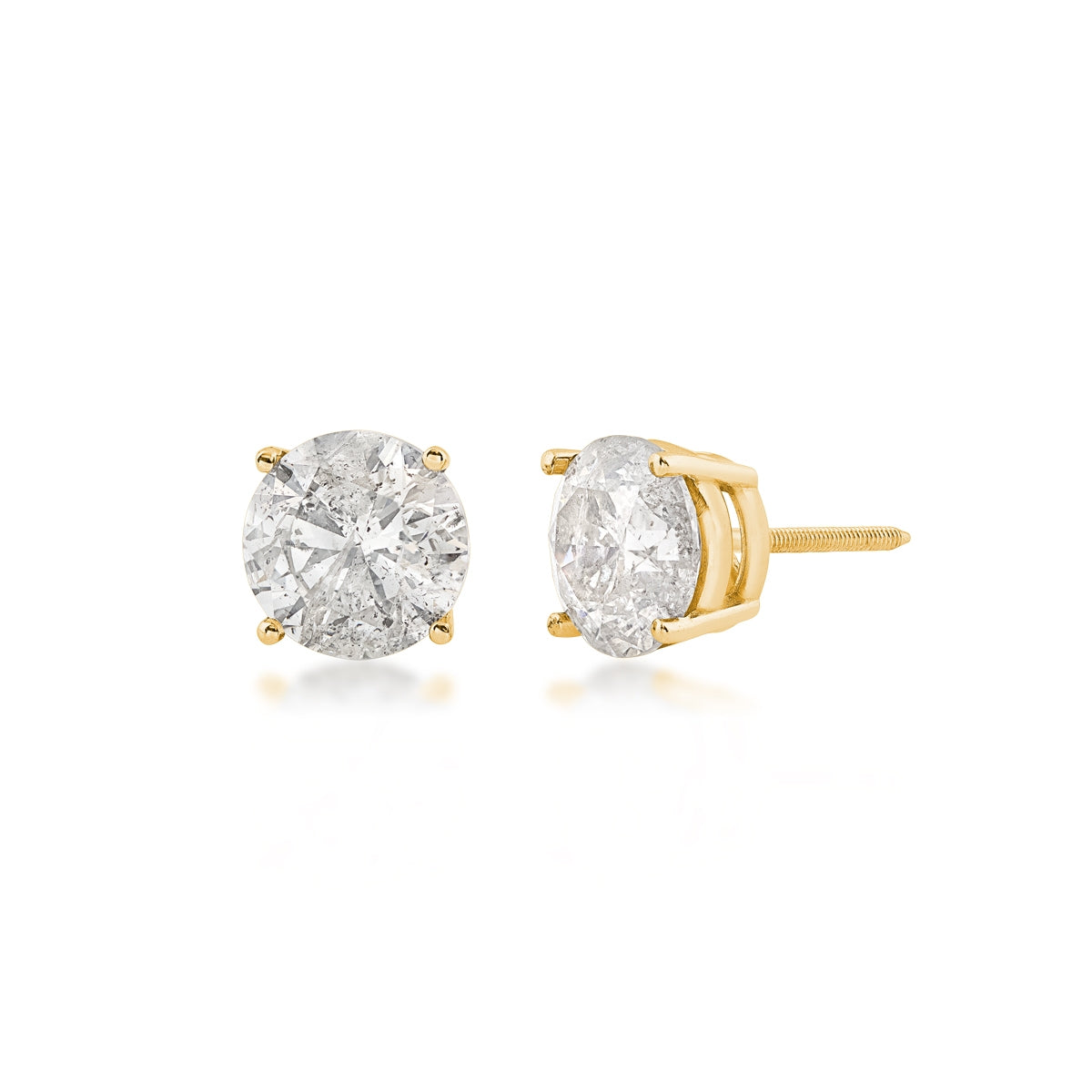 3 ct. tw. Round Brilliant Diamond Solitaire Earrings in 14K Yellow Gold