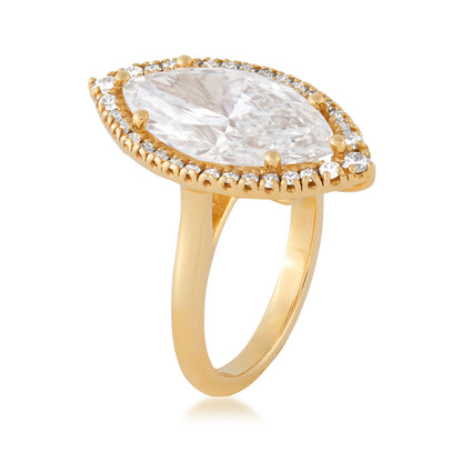 Adamante 5-5/8 ct. tw. Lab-Grown Marquise Diamond Halo Engagement Ring in 14K Yellow Gold front view (2)