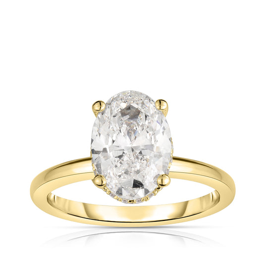 Adamante 5-1/4 ct. tw. Lab-Grown Oval Diamond Double Hidden Halo Engagement Ring in 14K Yellow Gold