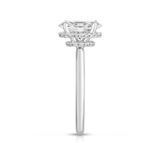 Adamante 5-1/4 ct. tw. Lab-Grown Oval Diamond Double Hidden Halo Engagement Ring in 14K White Gold front view